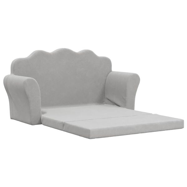 vidaXL Canapé-lit enfants 2 places gris clair peluche douce
