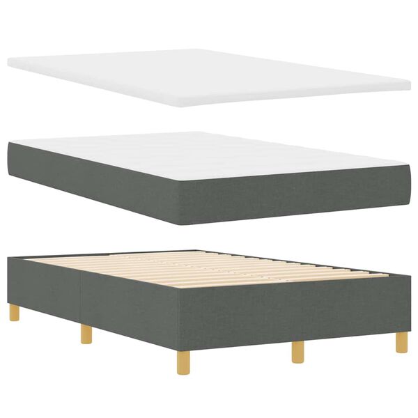 vidaXL Lit &agrave; ressorts avec matelas Gris fonc&eacute; 120 x 190 cm tissu
