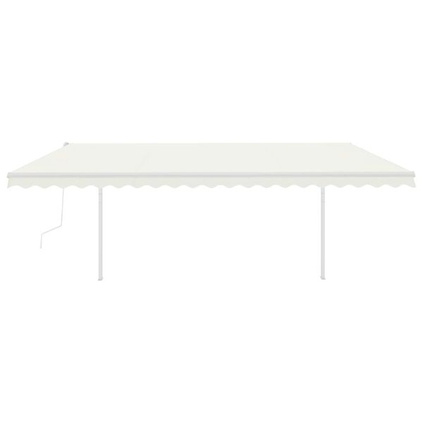 vidaXL Auvent automatique avec capteur de vent avec LED 5x3 m Cr&egrave;me