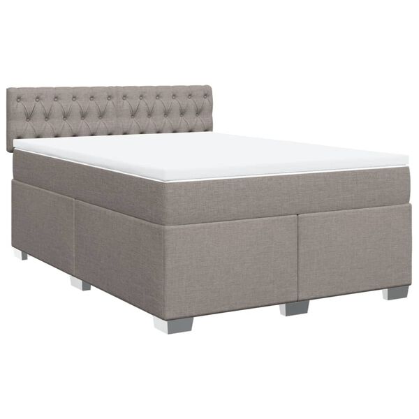 vidaXL Sommier &agrave; lattes de lit avec matelas Taupe 160x200 cm Tissu