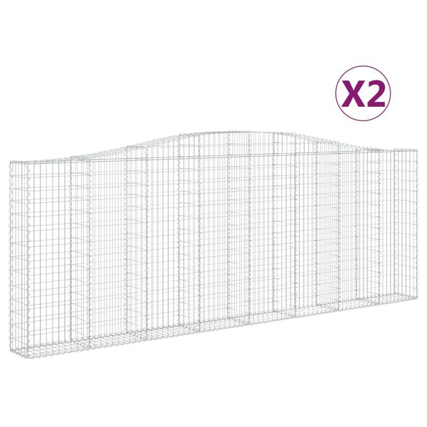 vidaXL Paniers &agrave; gabions arqu&eacute;s 2 pcs 400x30x140/160 cm Fer galvanis&eacute;