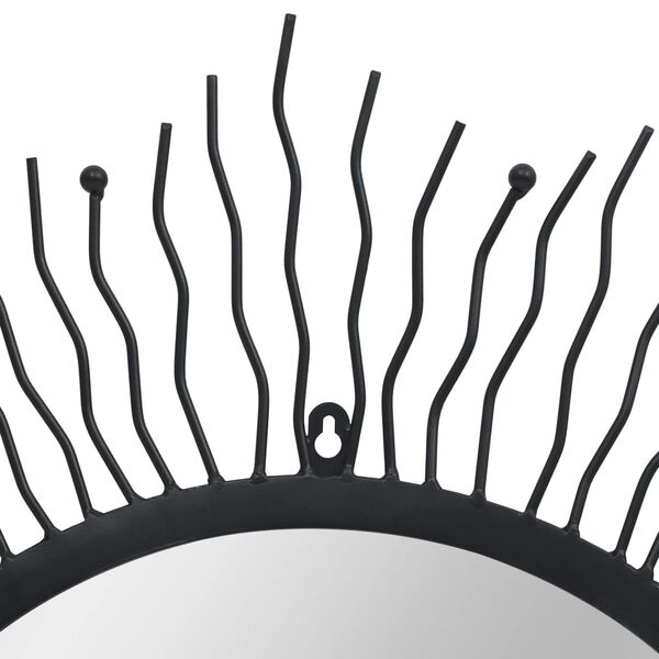 vidaXL Miroir mural de jardin Rayons de soleil 80 cm Noir