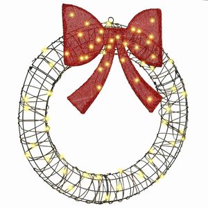 vidaXL Couronne avec 60 LED Blanc chaud 75 cm Rotin