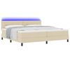 vidaXL Lit &agrave; ressorts avec matelas avec LED Cr&egrave;me 200 x 200 cm tissu