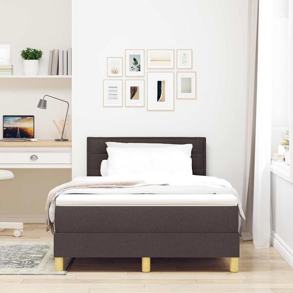 vidaXL Lit &agrave; ressorts avec matelas Marron fonc&eacute; 120 x 190 cm tissu