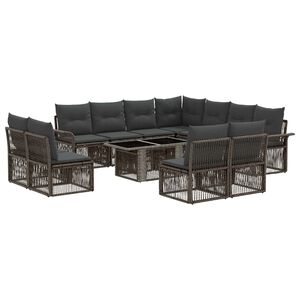 vidaXL Ensemble de canap&eacute; de jardin 12 pc Gris et Gris fonc&eacute; polyrotin
