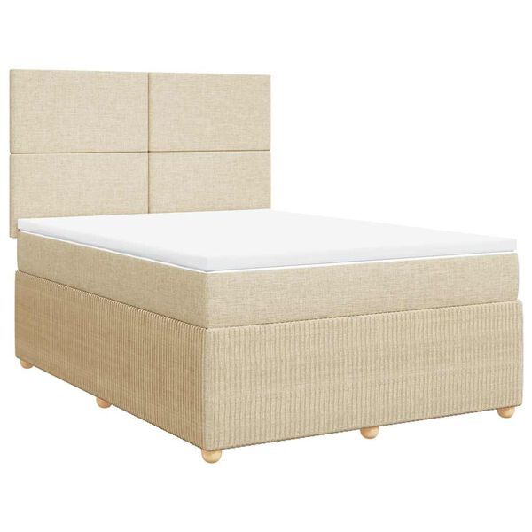 vidaXL Sommier &agrave; lattes de lit avec matelas Cr&egrave;me 160x200 cm Tissu