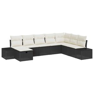 vidaXL Ensemble de canap&eacute; de jardin 8 pcs Noir Poly rotin