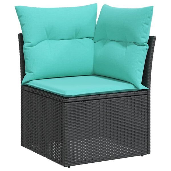 vidaXL Salon de jardin 7 pcs avec coussins noir résine tressée