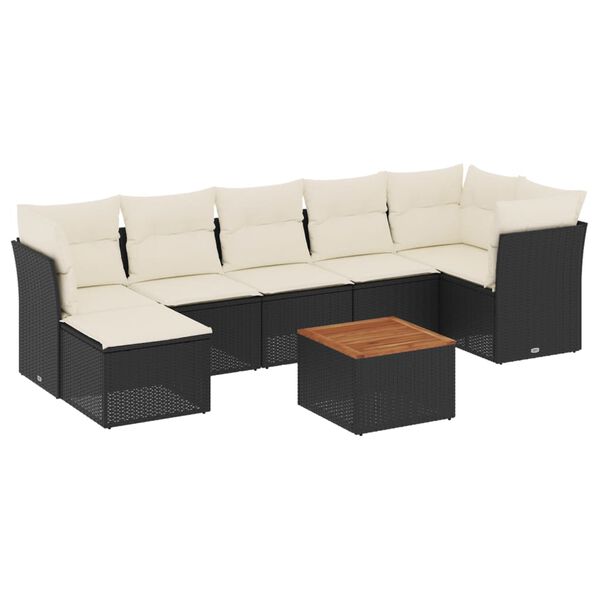 vidaXL Salon de jardin 8 pcs avec coussins noir r&eacute;sine tress&eacute;e