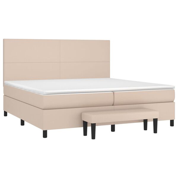 vidaXL Sommier &agrave; lattes de lit avec matelas Cappuccino 200x200 cm
