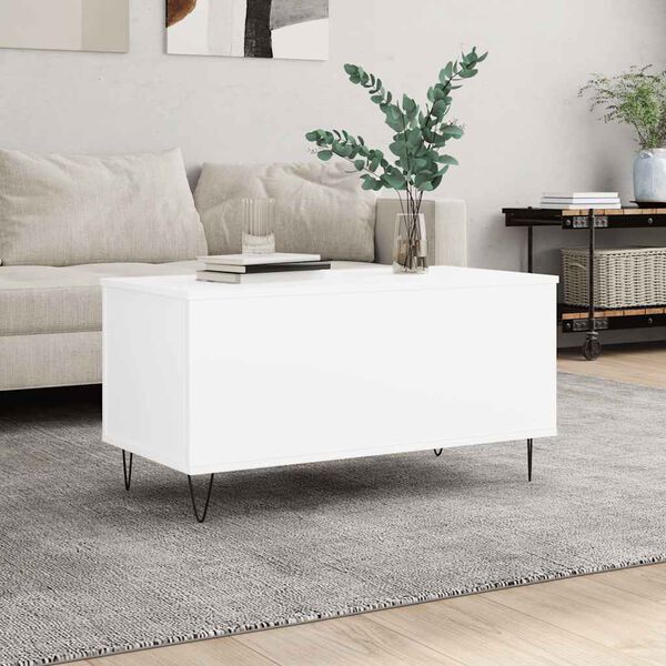 vidaXL Table basse Blanc 90x44,5x45 cm Bois d'ing&eacute;nierie