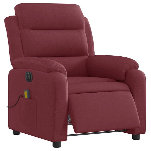 vidaXL Fauteuil de massage inclinable &eacute;lectrique Rouge bordeaux Tissu