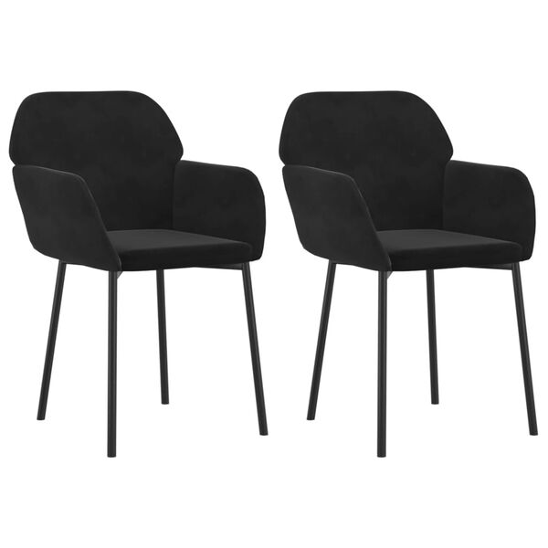 vidaXL Chaises &agrave; manger lot de 2 Noir Velours