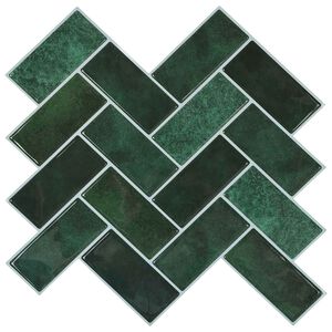 vidaXL Carreau en chevron 10 pi&egrave;ces Vert fonc&eacute; 30 x 30 cm