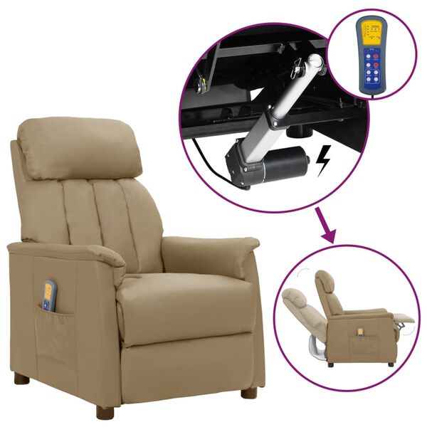 vidaXL Fauteuil de massage Cappuccino Similicuir