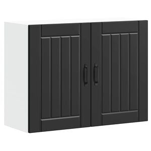 vidaXL Armoire murale de cuisine Lucca noir bois d'ing&eacute;nierie