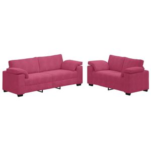 vidaXL Ensemble de canap&eacute; 2 pcs avec coussins velours rouge bordeaux