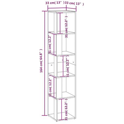 vidaXL Armoire d'angle Chêne fumé 33x33x164,5 cm Bois d'ingénierie