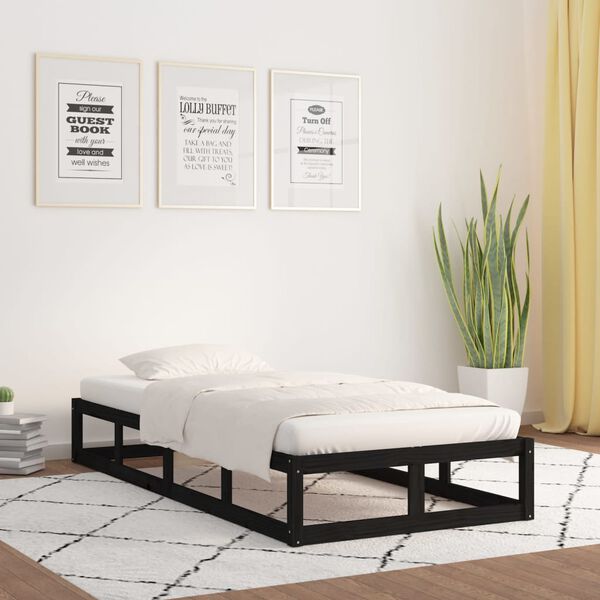 vidaXL Cadre de lit sans matelas noir 90x200 cm bois massif