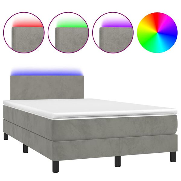 vidaXL Sommier &agrave; lattes de lit avec matelas LED gris clair 120x190 cm