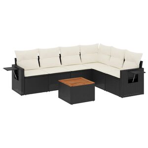 vidaXL Salon de jardin 7 pcs avec coussins noir r&eacute;sine tress&eacute;e