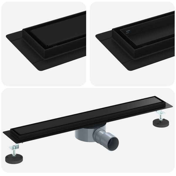 vidaXL &Eacute;vacuation de douche 2-en-1 avec siphon &agrave; 360&deg; Noir 60 cm