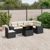 vidaXL Salon de jardin 7 pcs avec coussins noir r&eacute;sine tress&eacute;e