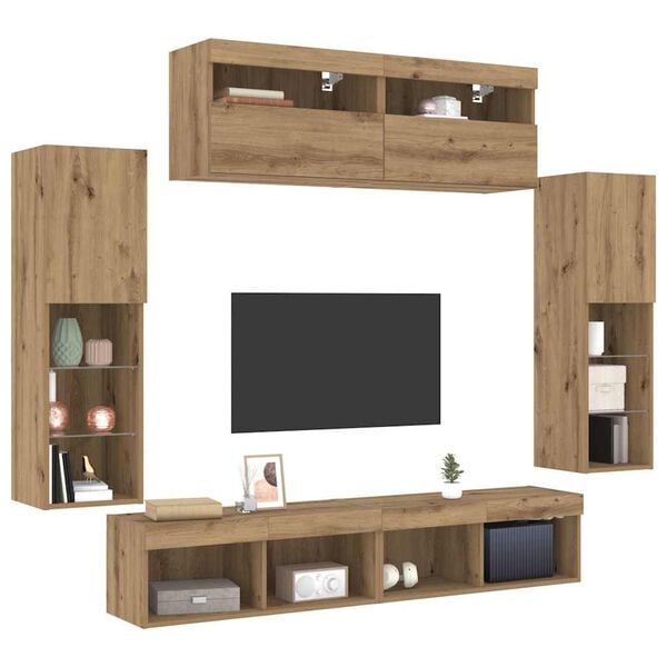 vidaXL Ensemble meuble TV 6 pcs chêne artisanal Bois d'ingénierie