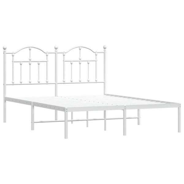 vidaXL Cadre de lit métal sans matelas et tête de lit blanc 140x200 cm