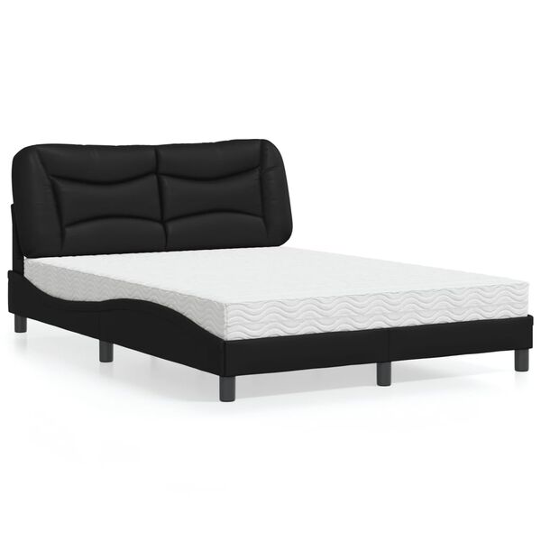 vidaXL Lit avec matelas Hvar noir 140x200 cm similicuir