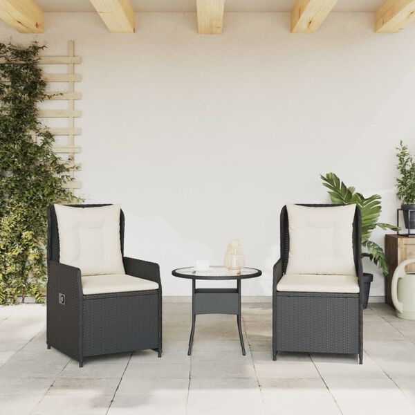 vidaXL Chaises inclinables de jardin lot de 2 noir résine tressée