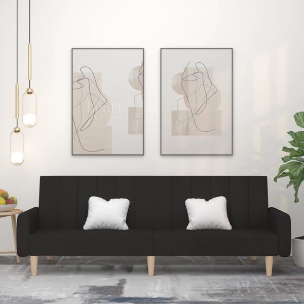 vidaXL Canap&eacute;-lit &agrave; 2 places noir tissu