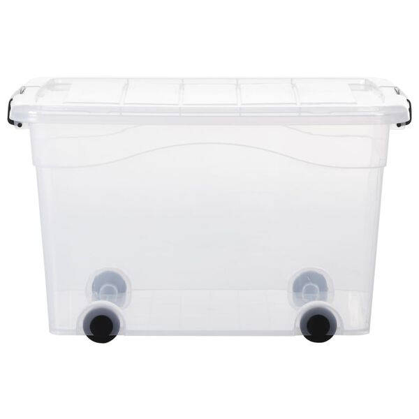 vidaXL Bo&icirc;tes de rangement et roues et couvercles 5pcs Transparent 60L