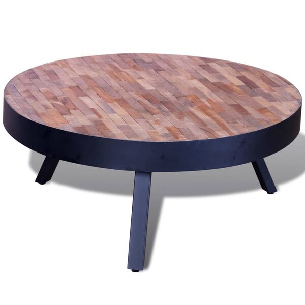 vidaXL Table basse ronde Bois de teck recycl&eacute;