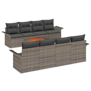 vidaXL Ensemble de canap&eacute; de jardin 9 pi&egrave;ces Gris polyrotin
