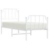 vidaXL Cadre de lit m&eacute;tal sans matelas avec pied de lit blanc 75x190cm