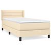 vidaXL Sommier &agrave; lattes de lit et matelas Cr&egrave;me 90x190 cm Tissu