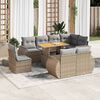 vidaXL Salon de jardin avec coussins 9 pcs beige résine tressée
