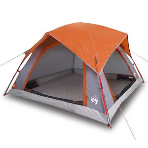 vidaXL Tente de camping de cabine 4 personnes gris orange imperm&eacute;able