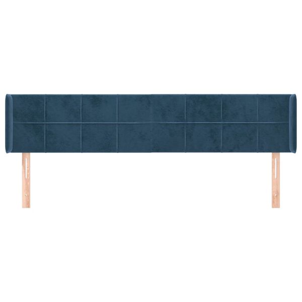 vidaXL T&ecirc;te de lit avec oreilles Bleu fonc&eacute; 163x16x78/88 cm Velours