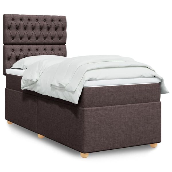 vidaXL Sommier &agrave; lattes de lit avec matelas Marron fonc&eacute; 80x200 cm
