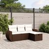 vidaXL Salon de jardin 4 pcs avec coussins marron résine tressée