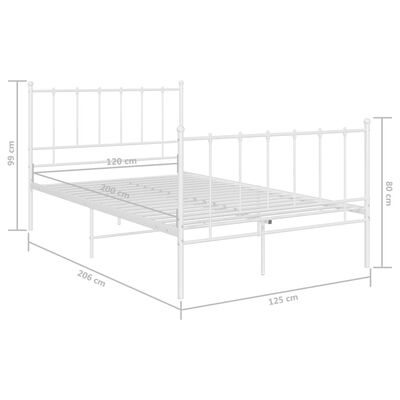 vidaXL Cadre de lit sans matelas blanc métal 120x200 cm