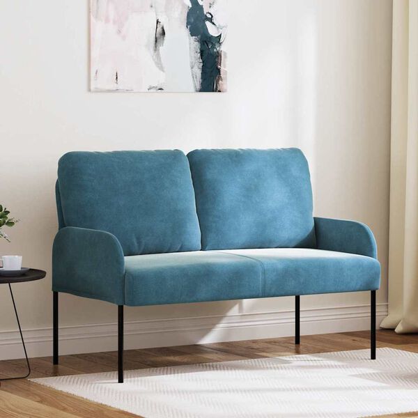 vidaXL Canap&eacute;s avec coussin 110cm Bleu Contreplaqu&eacute;