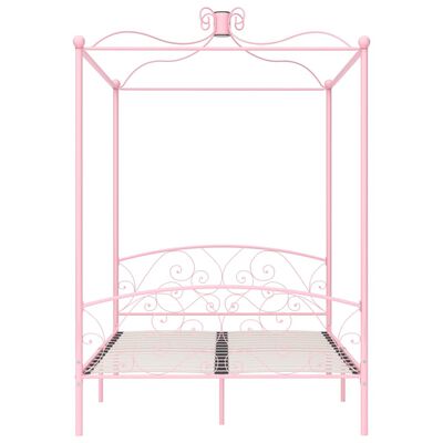 vidaXL Cadre de lit à baldaquin sans matelas rose métal 120x200 cm