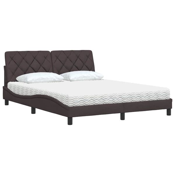 vidaXL Lit avec matelas marron fonc&eacute; 160x200 cm tissu