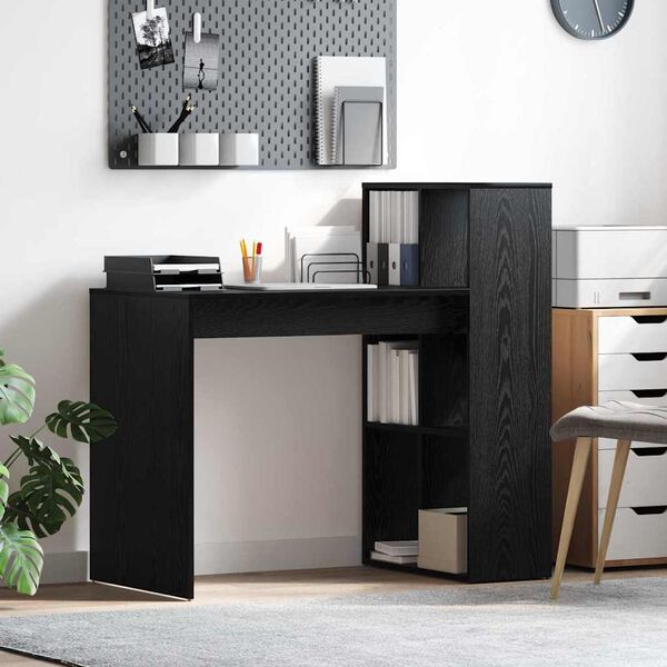 vidaXL Bureau Ch&ecirc;ne noir 108 x 55 x 103.5 cm Bois d'ing&eacute;nierie