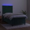 vidaXL Sommier &agrave; lattes de lit avec matelas et LED Vert fonc&eacute; 90x200cm