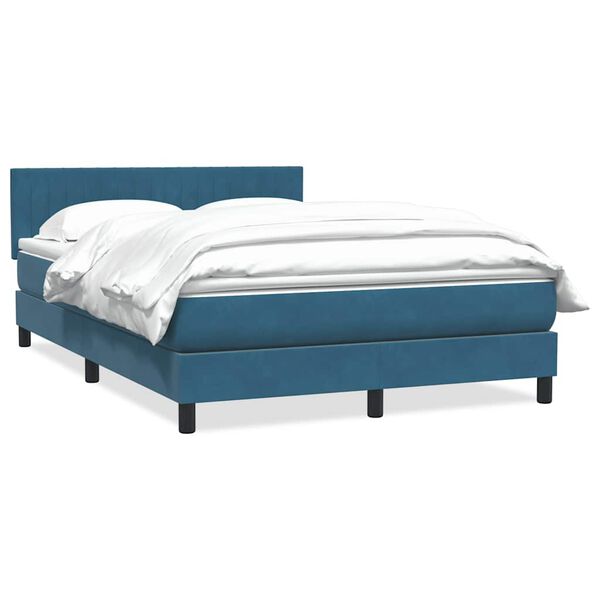 vidaXL Sommier &agrave; lattes de lit et matelas bleu fonc&eacute; 160x210cm velours